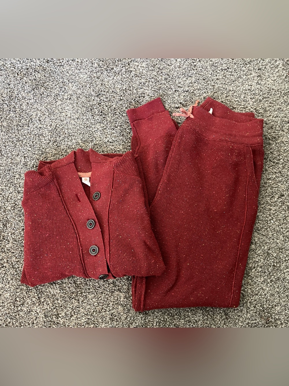 Women’s Daily Practice by Anthropologie Speckled Knit Lounge Set Burgundy Size S